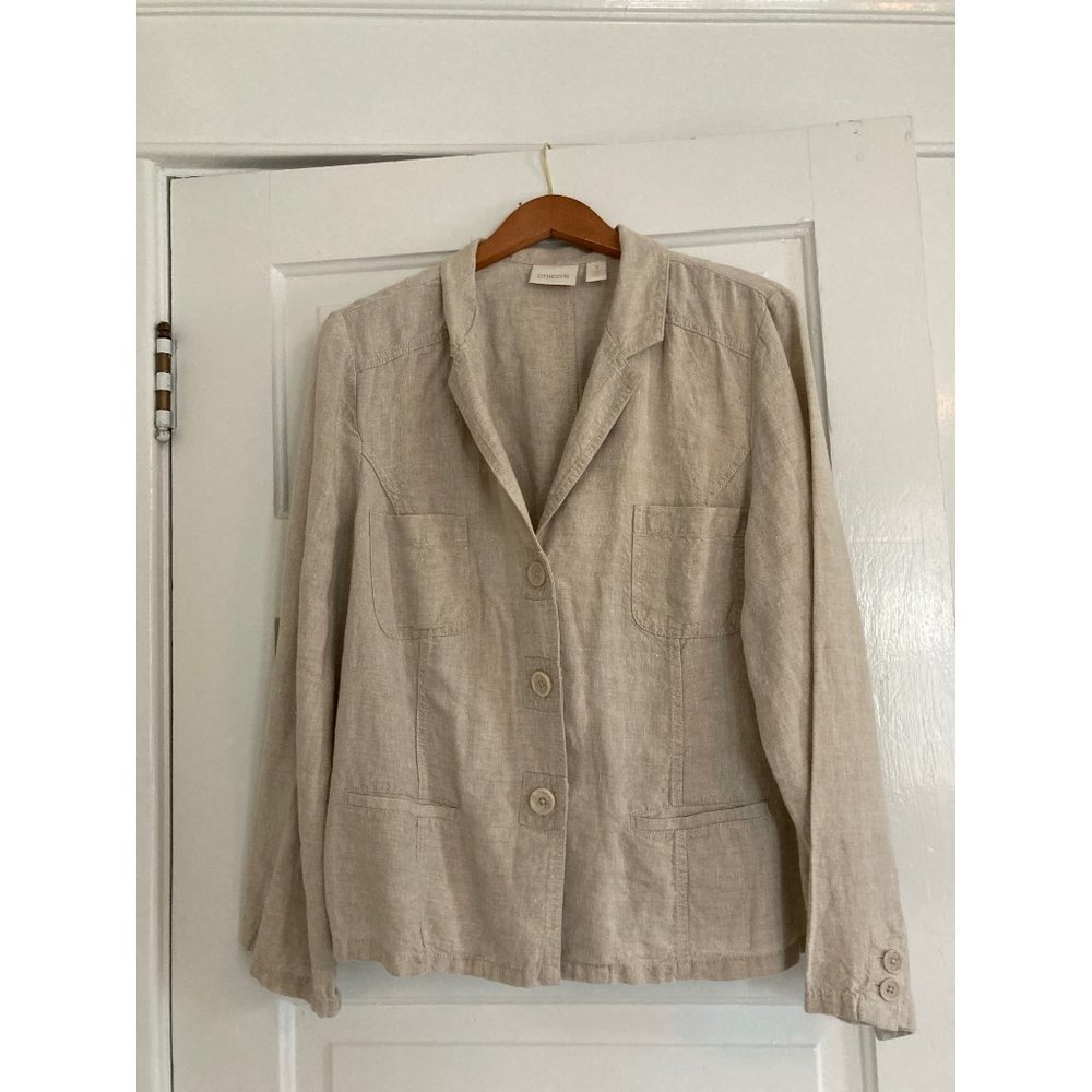 CHICOS linen light weight button jacket